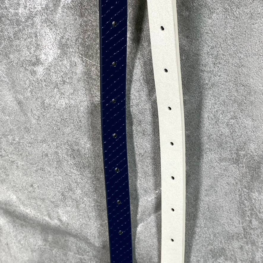 INC INTERNATIONAL CONCEPTS Women's White/Navy 2pc Solid Snake Belt Set SZ L