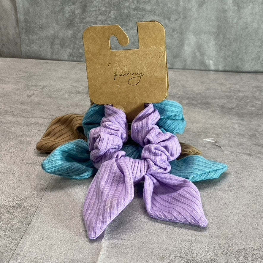 BERRY Women's Assorted Knot Detail Ribbed 3-Piece Hari Scrunchies SZ OS
