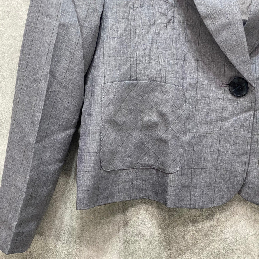 LE SUIT Petite Grey Windowpane Jacket SZ 10P