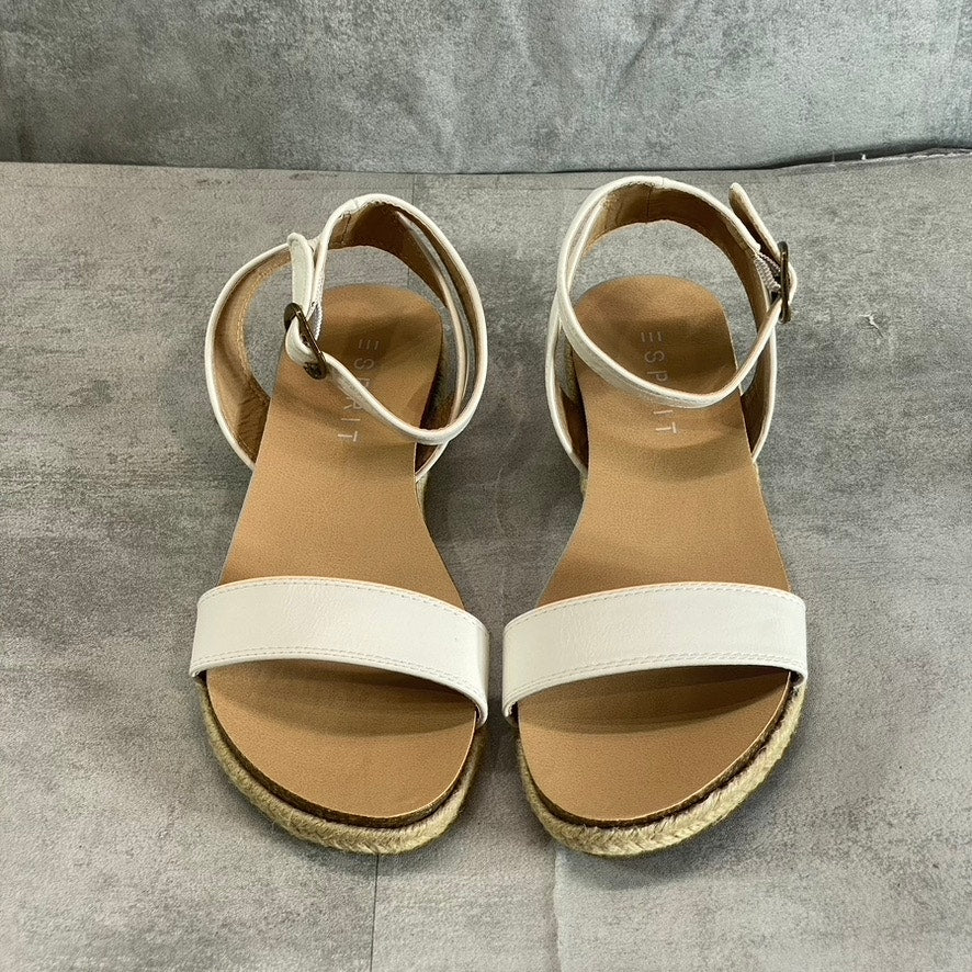 ESPRIT Women's Off White Jenna Ankle-Strap Cork Espadrille Wedge Sandals SZ 8