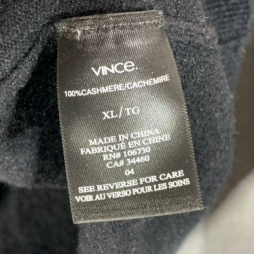 VINCE. Men's Deep Black V-Neck Cashmere Pullover Sweater SZ XL