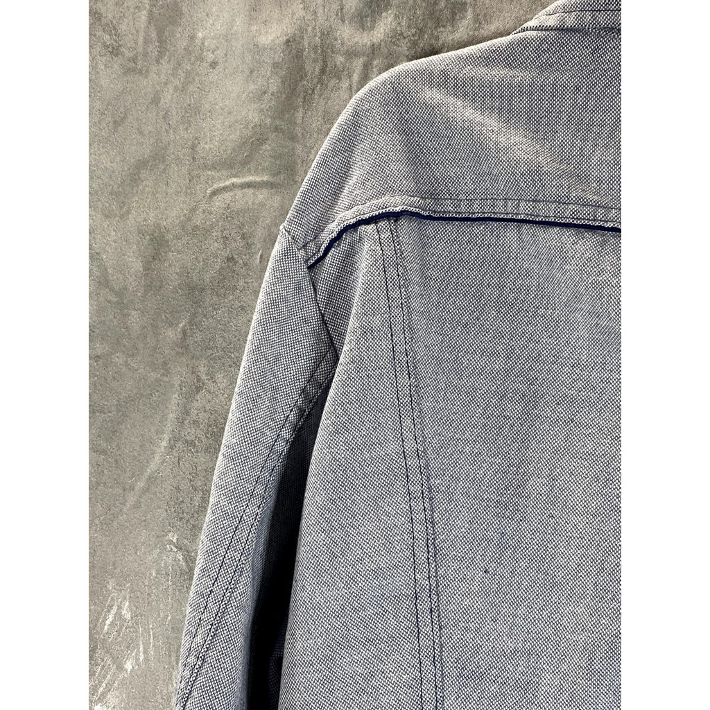 MAVERICK BLUE BELL Men's Vintage Light Blue Textured Button-Up Denim Jacket SZ44