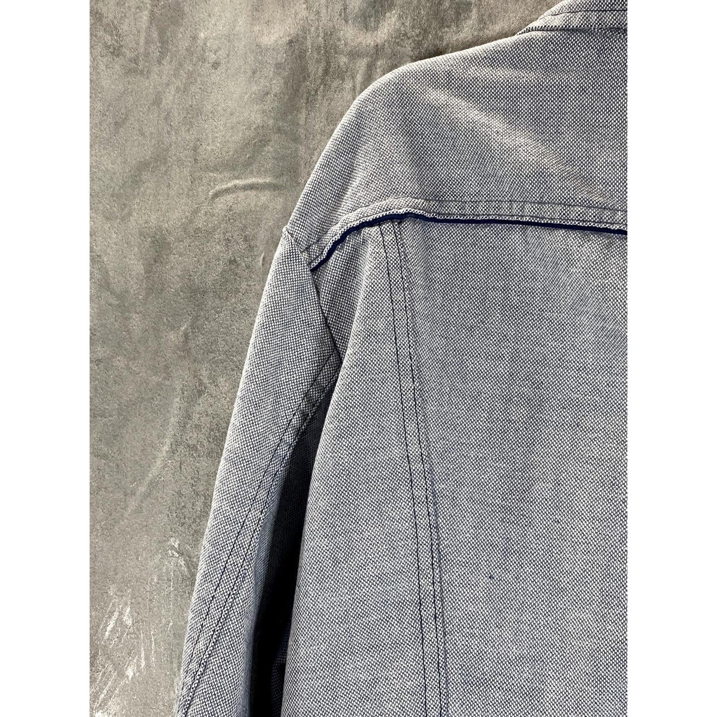 MAVERICK BLUE BELL Men's Vintage Light Blue Textured Button-Up Denim Jacket SZ44