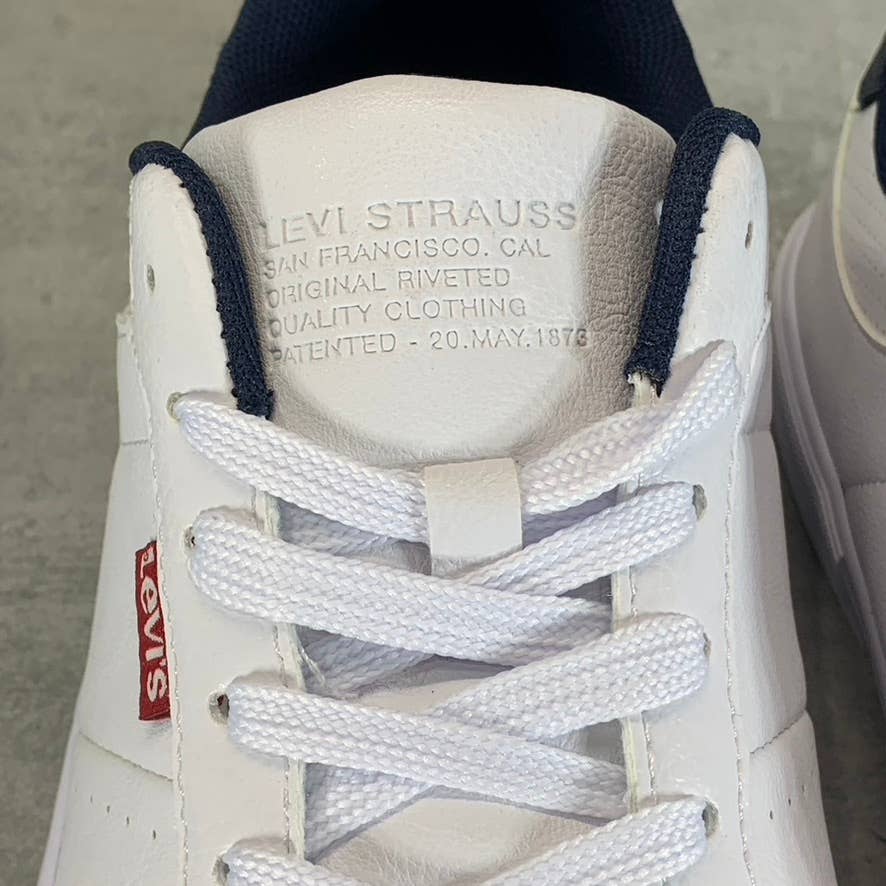 LEVI'S Men's White/Navy Munro NM Faux-Leather Retro Low-Top Lace-Up Sneaker SZ10