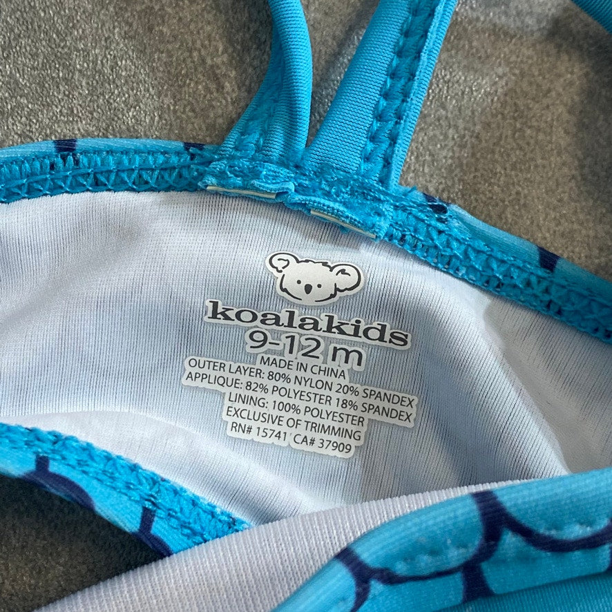 KOALA KIDS Infant Blue Scale Print Mermaid One-Piece Pull-On Swimsuit SZ 9-12M