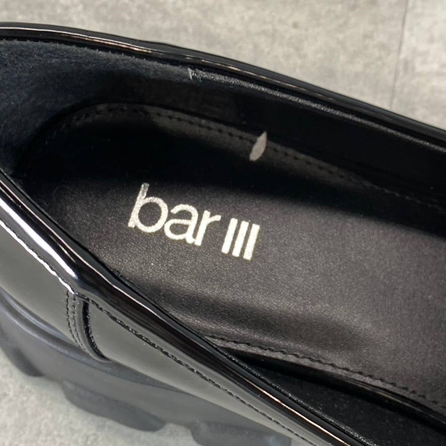 BAR III Women's Black Smooth Paz Lug-Sole Platform Slip-On Penny Loafers SZ 9.5