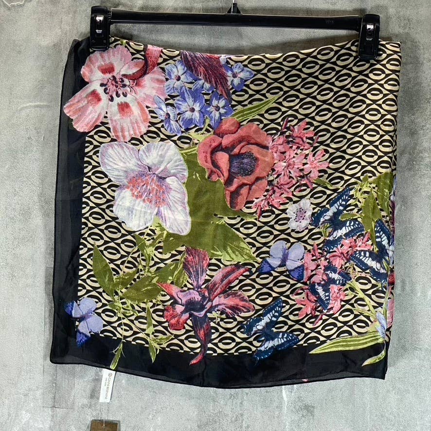 GIANI BERNINI Women's Brown Floral-Print Square Loop Scarf SZ OS