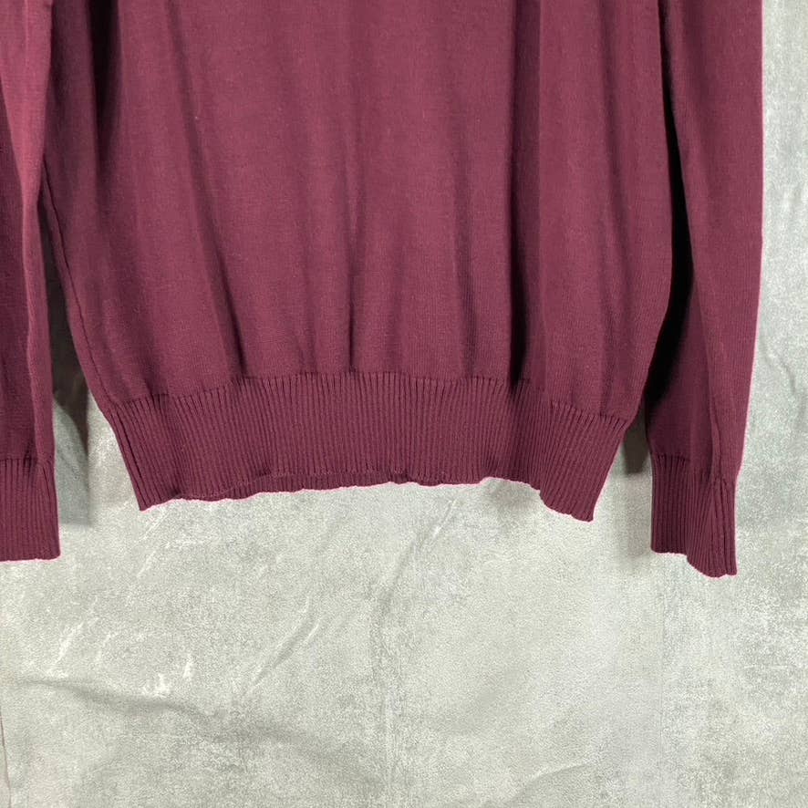 CLUB ROOM Men's Red Plum Button Mock Neck Pullover Sweater SZ S