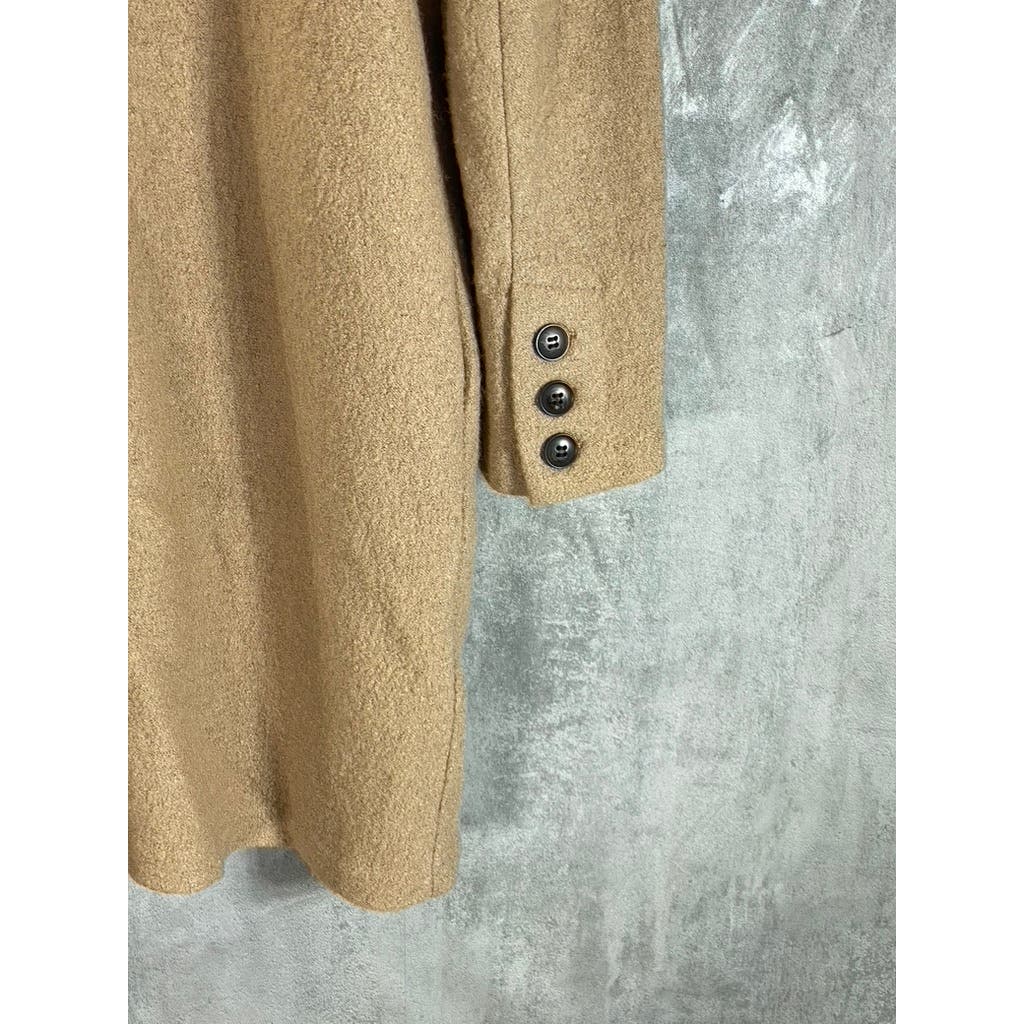 RACHEL ZOE Women's Tan One-Button Wool Blend Coat SZ S