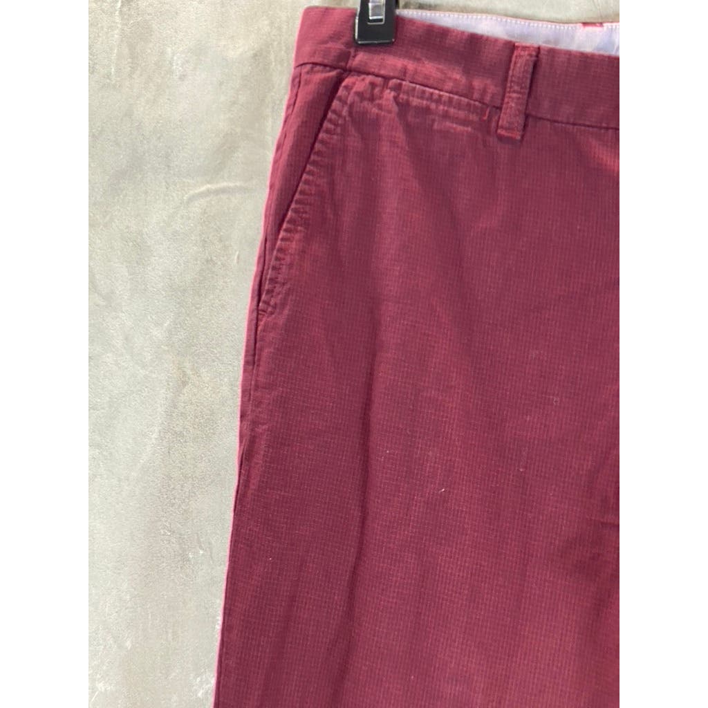 TOMMY HILFIGER Men's Burgundy Mini Check Custom-Fit Chino Pants SZ 36X34