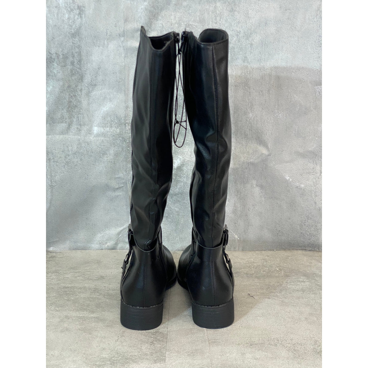 Copied - STYLE & CO Black Marliee Full Side Zip Round-Toe Tall Riding Boots SZ 7.5