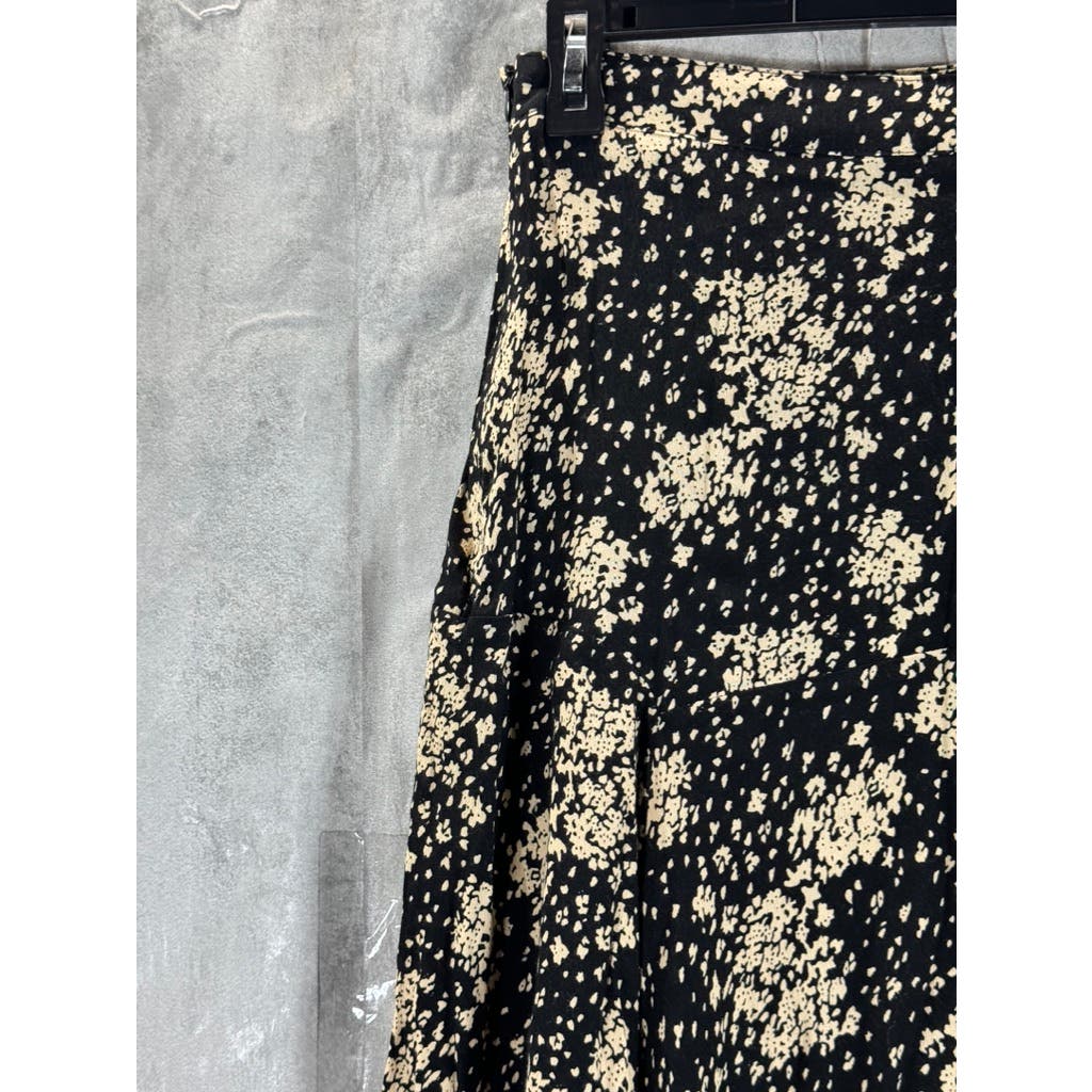 DRESS FORUM Women's Black/Cream Printed A-Line Midi Skirt SZ S