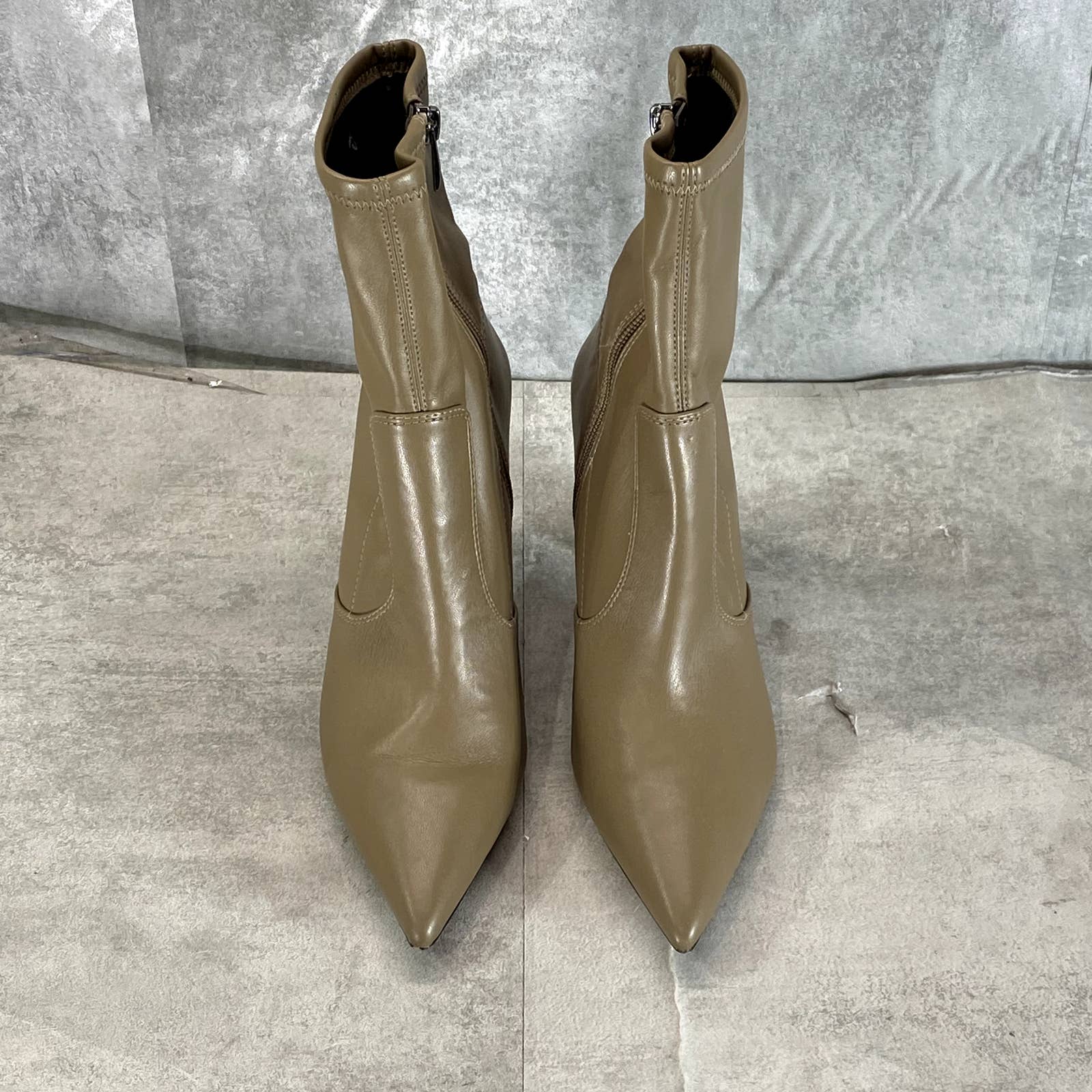 FRANCO SARTO Women's Clay Taupe Synthetic Avana Side-Zip Mid-Calf Booties SZ 8