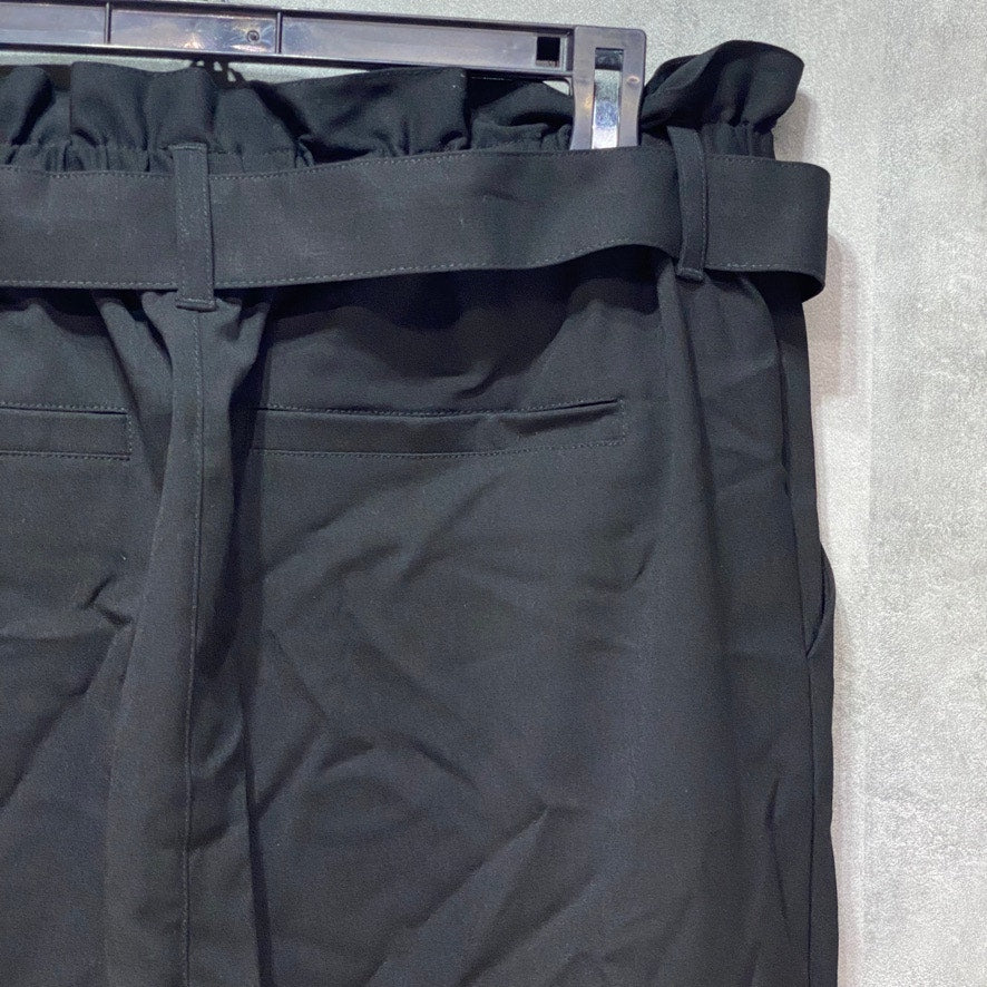 DANIELLE BERNSTEIN Black Paperbag Waist Straight Leg Pants SZ M