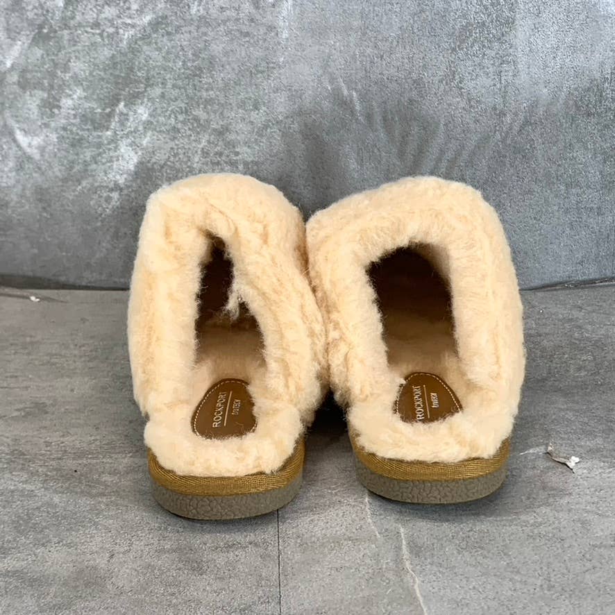 ROCKPORT TruTech Women's Tan Suede Faux-Fur Veda Slide Slippers SZ 8