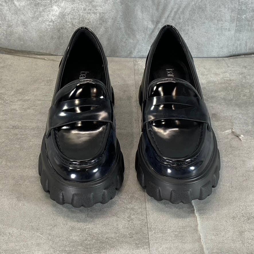 BAR III Women's Black Smooth Paz Lug-Sole Platform Slip-On Penny Loafers SZ 7.5