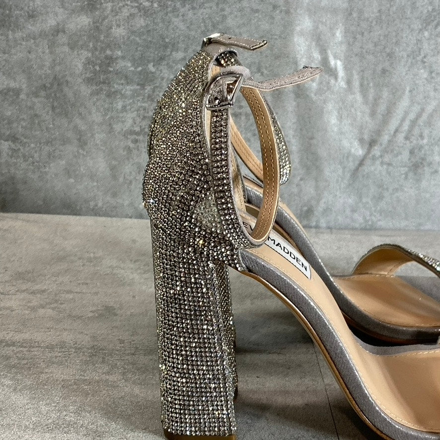 STEVE MADDEN Women's Silver Rhinestone Embellished Tiaa Square-Toe Two-Piece