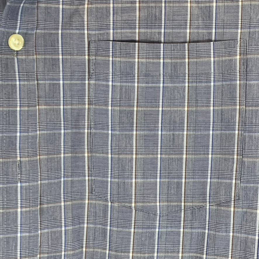 MICHAEL KORS Men's Blue Plaid Regular-Fit Long-Sleeve Button-Up Dress Shirt SZ L