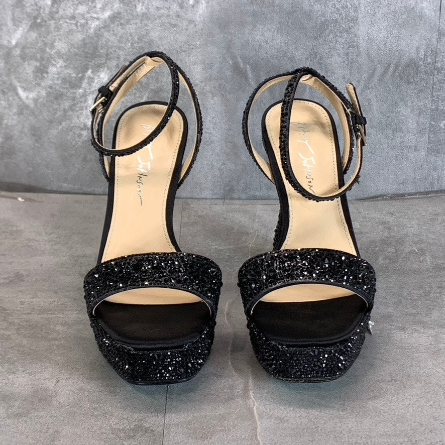 BLUE By Betsey Johnson Women's Black Beth Rhinestone Platform Sandals SZ 7