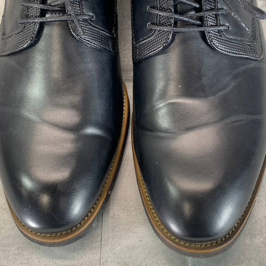 ASTON MARC Men's Black Faux Leather Premier Lace-Up Dress Shoes SZ 9