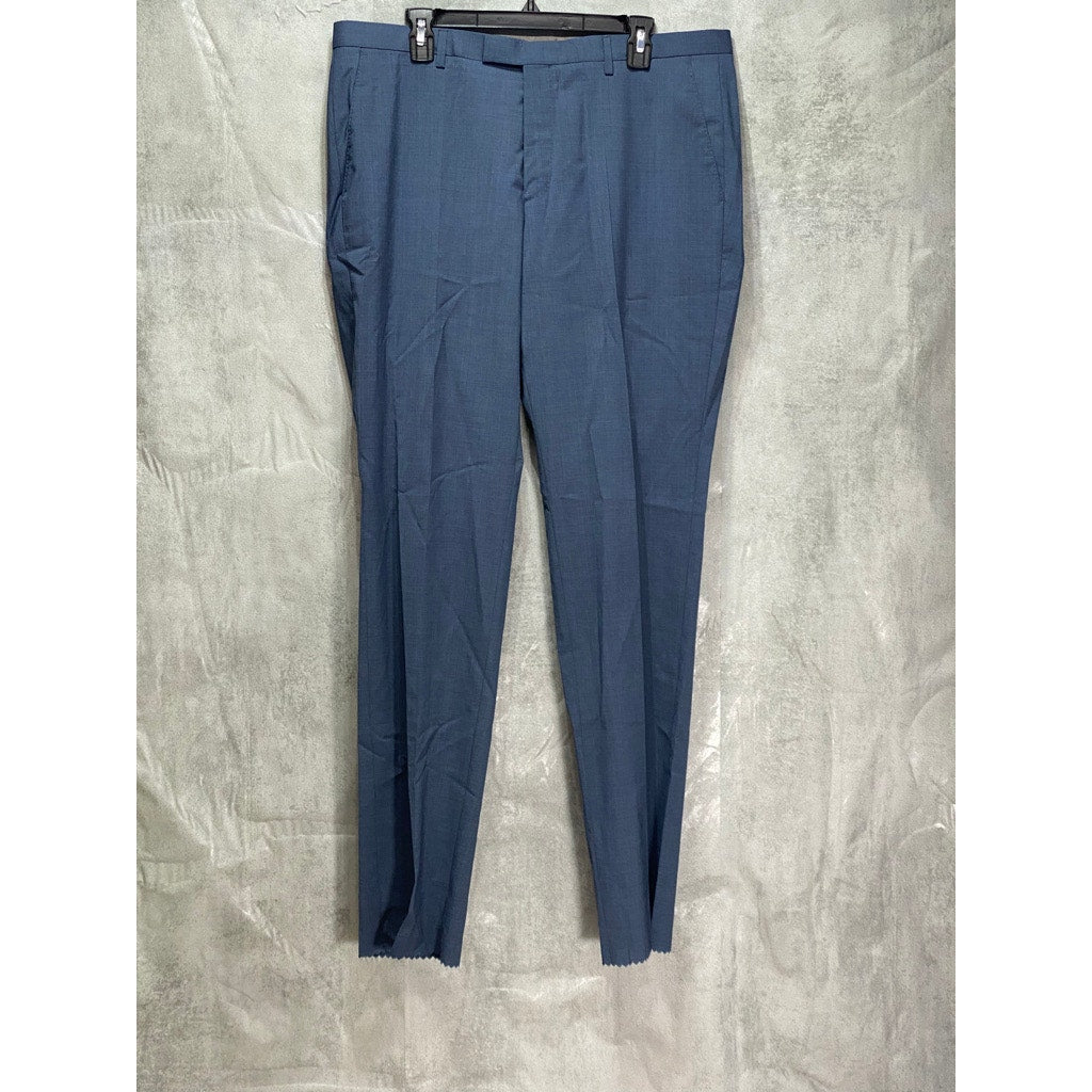 BOSS HUGO BOSS Pastel Blue Unhemmed Wool Blend Regular-Fit Dress Pants SZ 38R
