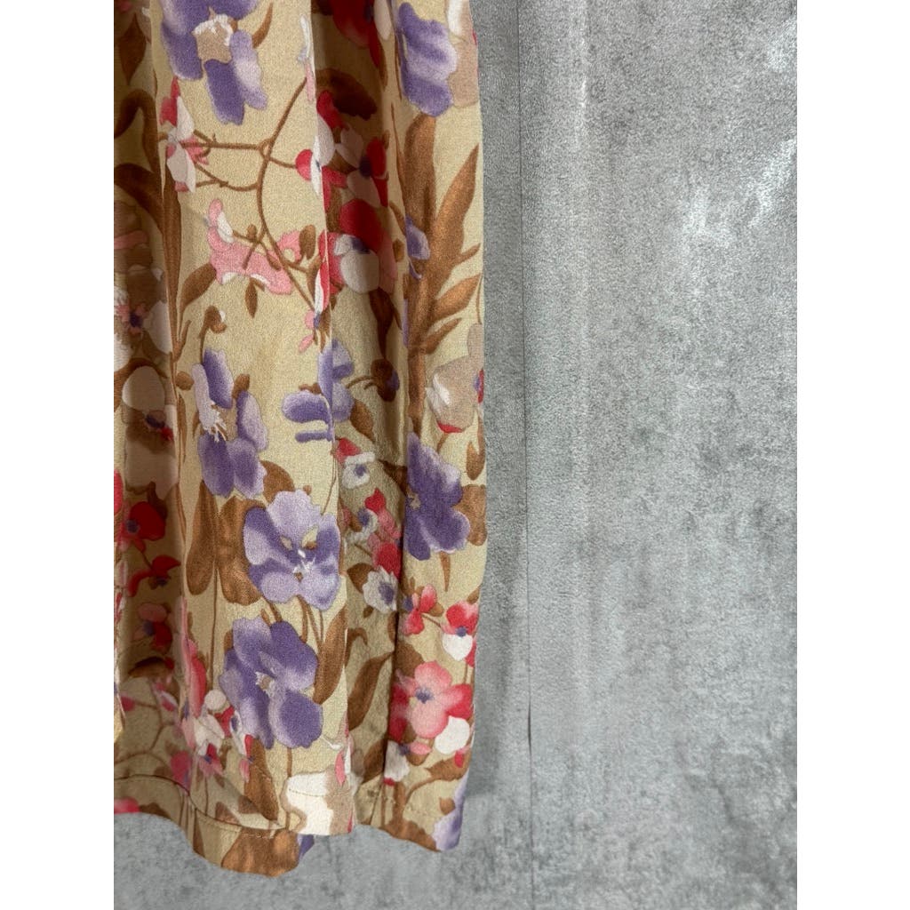 TUCKER Women's Tan Floral Print Scoop Neck Loose-Fit Tank Top SZ P (S/M)
