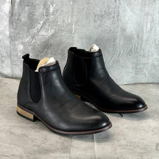 VANCE CO. Men's Black Faux-Leather Landon Pull-On Dress Boots SZ 8.5