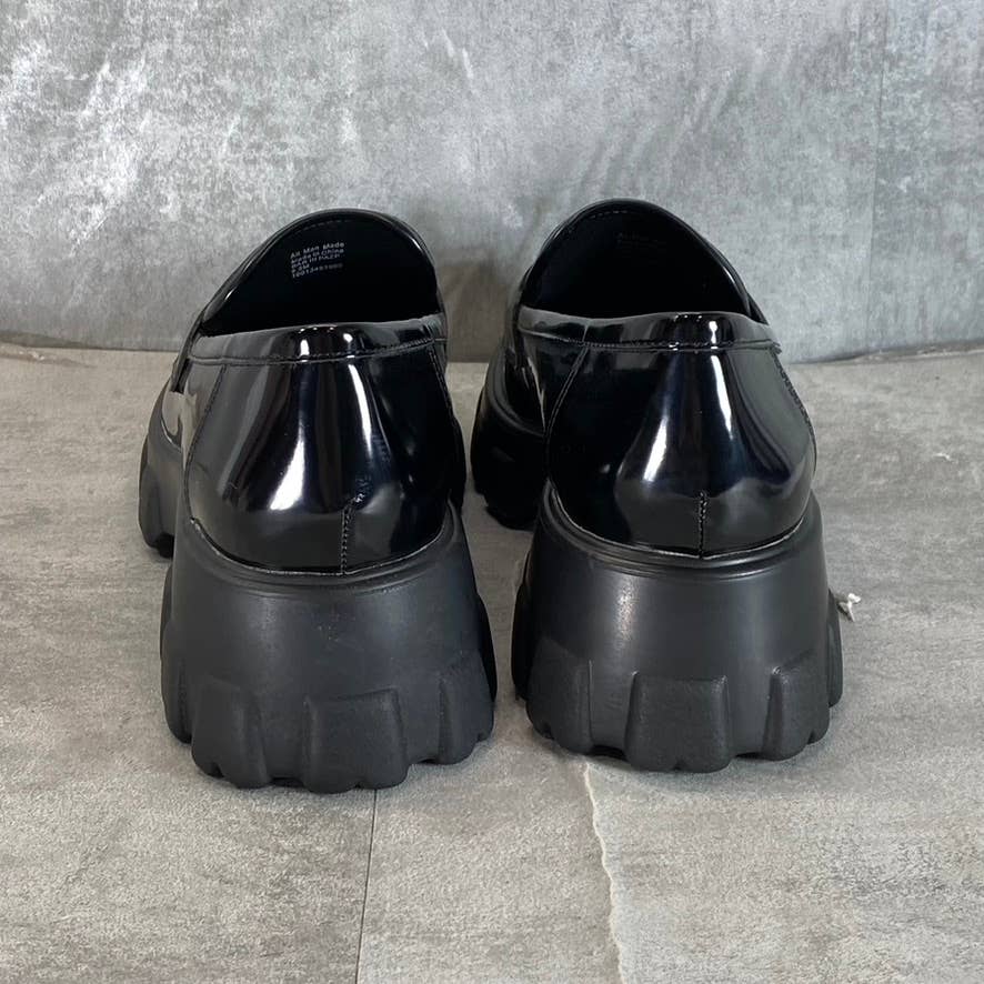 BAR III Women's Black Smooth Paz Lug-Sole Platform Slip-On Penny Loafers SZ 9.5