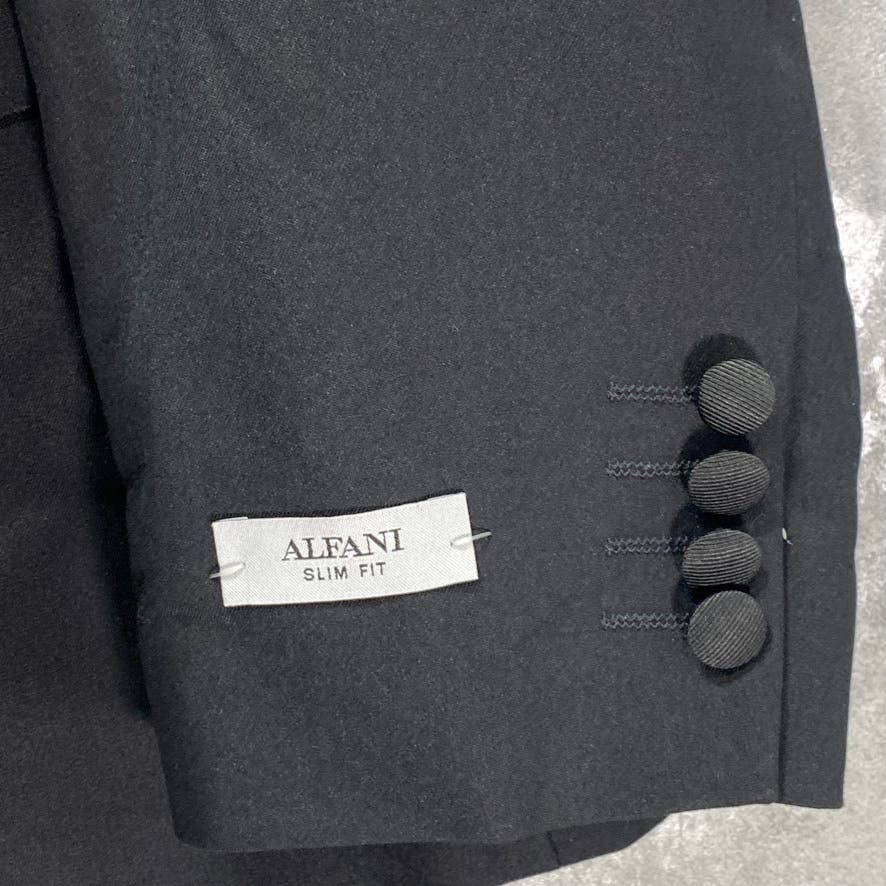 ALFANI Solid Black Slim-Fit Regular Stretch Two-Button Tuxedo Jacket SZ SZ 46R