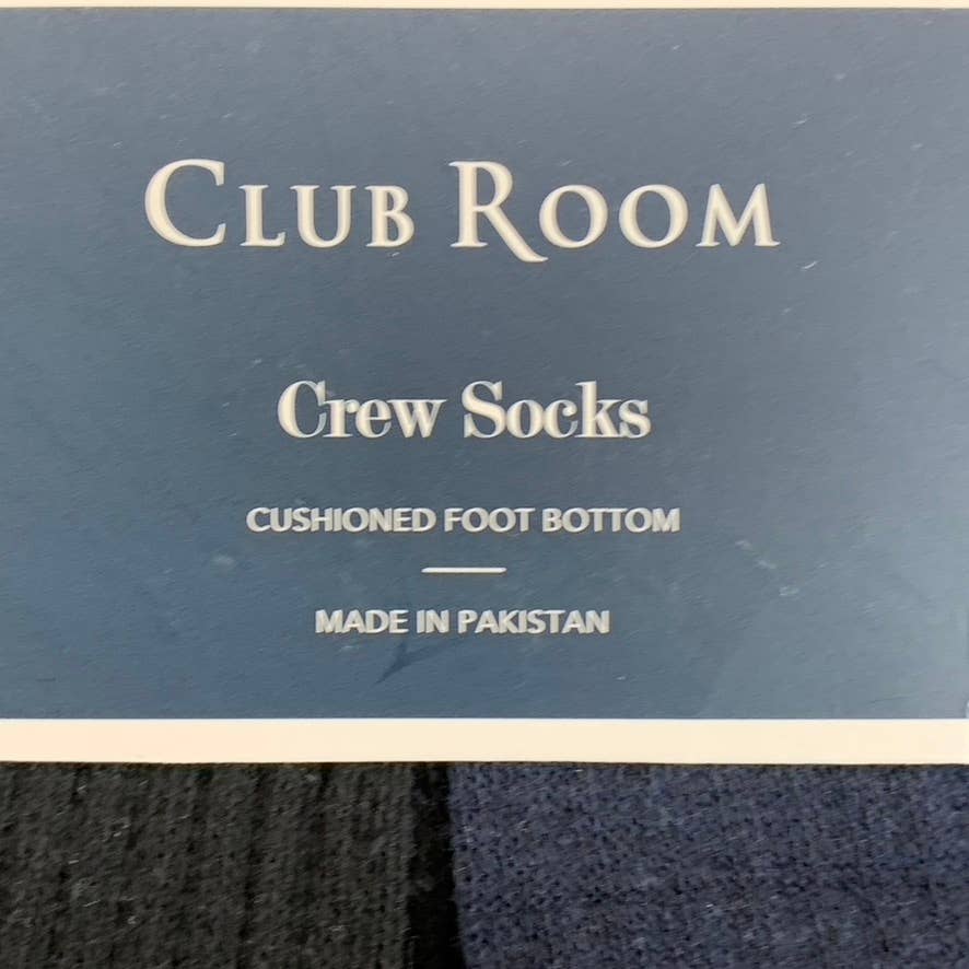Club Room Men's Black/Navy Striped 8-Pack Crew Socks SZ 10-13