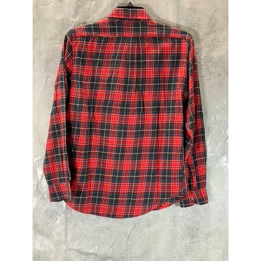 ASPESI Men's Red/Black Checkered Button-Up Long-Sleeve Shirt SZ S