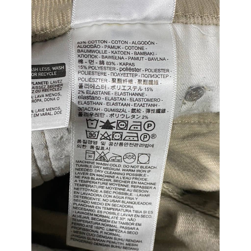 LEVI'S Men's Tan 511 Corduroy Slim-Fit Pants SZ 30X30