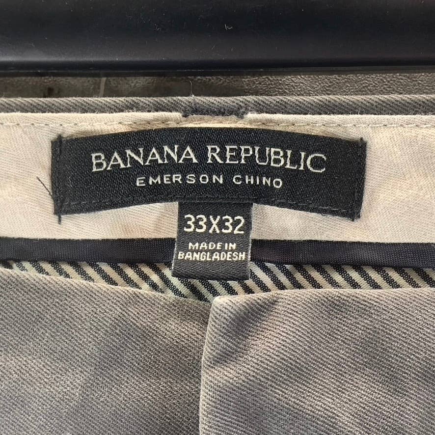 BANANA REPUBLIC Men's Gray Straight-Fit Emerson Stretch Chino Pants SZ 33X32