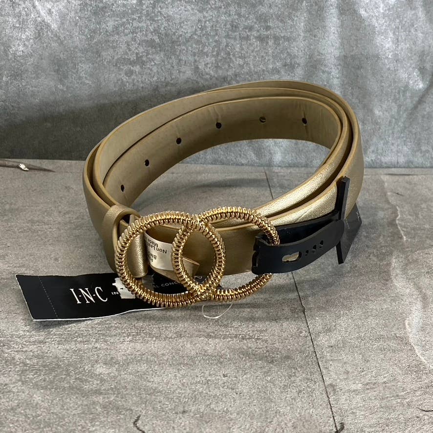 INC INTERNATIONAL CONCEPTS Women's Gold Textured Double-Circle Buckle Belt SZ XL
