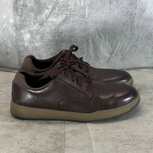 ROCKPORT Men's Dark Brown Leather Bronson Plain Toe Lace-Up Sneakers SZ 9.5