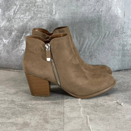 STYLE & CO Women's Taupe Masrinaa Slip-On Block-Heel Ankle Booties SZ 6