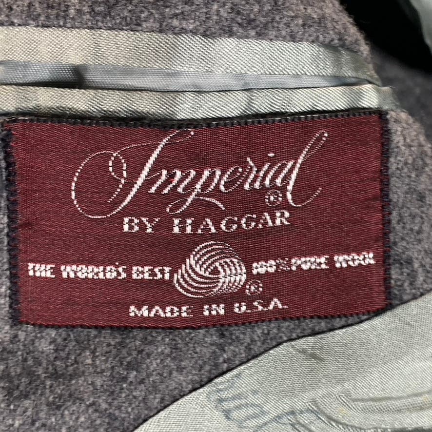 IMPERIAL BY HAGGAR Men's Heathered Gray One-Button Wool Sport Coat SZ 42L