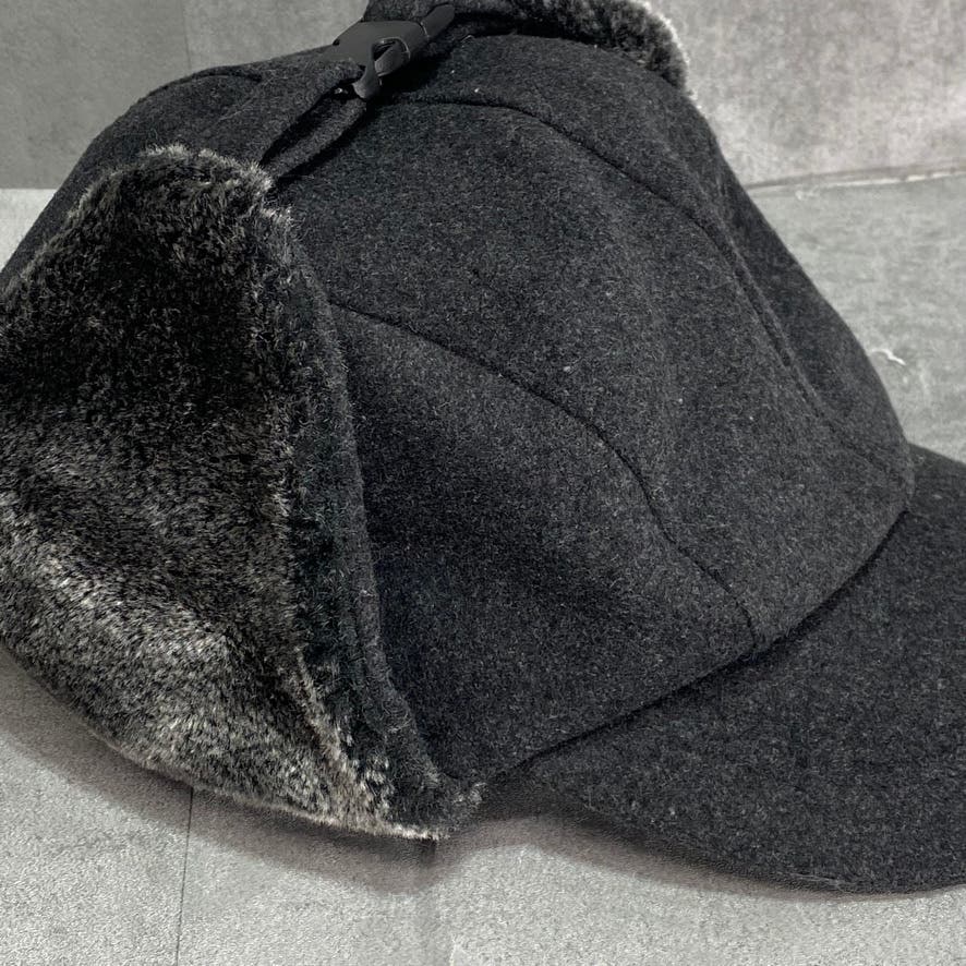 PUBLIC OPINION Charcoal Faux-Fur Trimmed Trapper Hat SZ OS