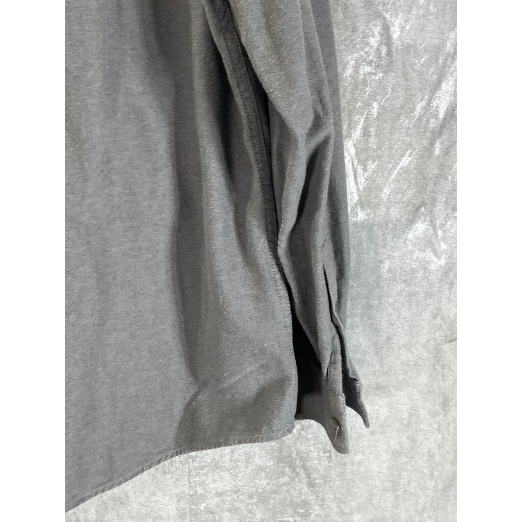EDDIE BAUER Men's Heather Grey Classic-Fit Button-Up Long Sleeve Shirt SZ L