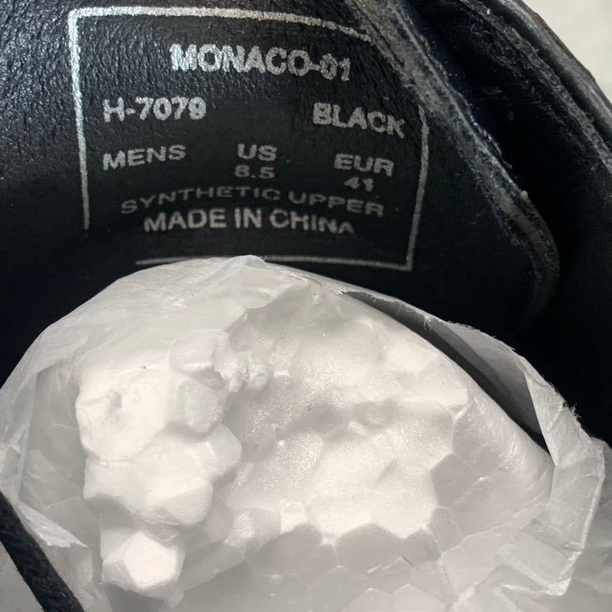 ASTON MARC Men's Black Faux-Leather Monaco Lace-Up Plain Toe Dress Shoes SZ 8.5