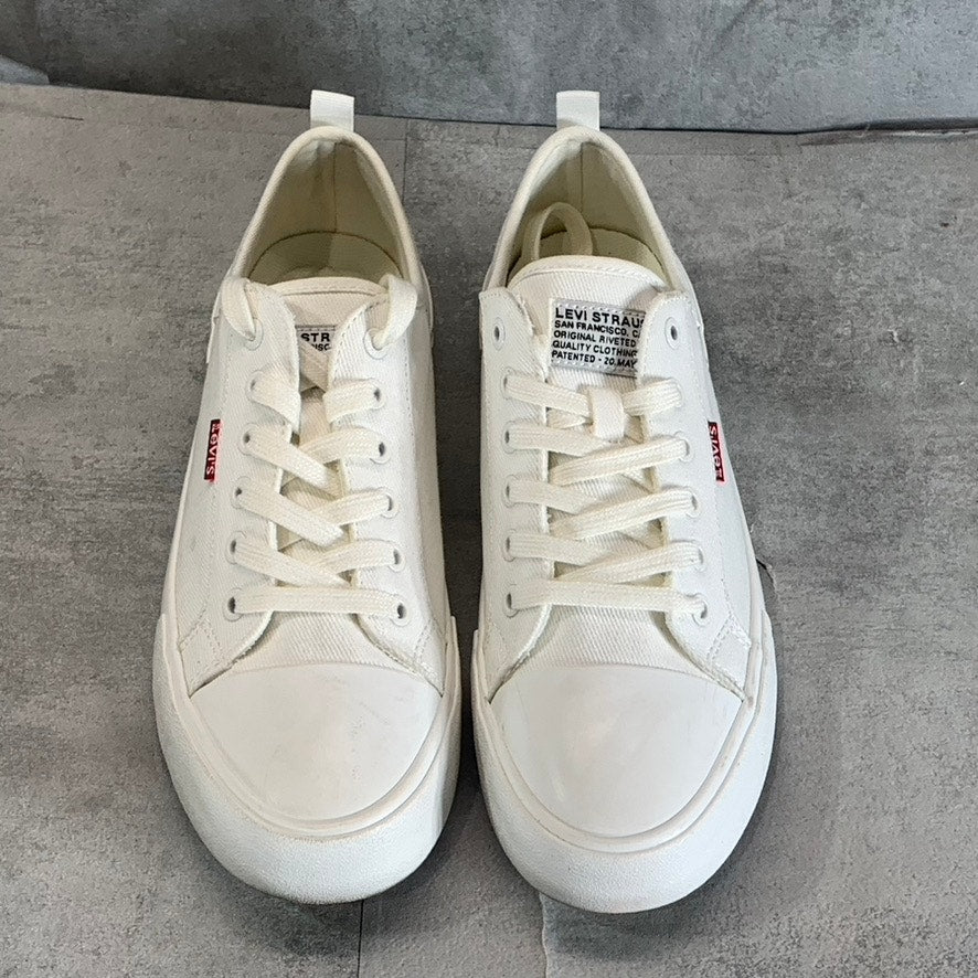 LEVI'S Women's White Mono Canvas Becky Low-Top Lace-Up Sneakers SZ 9