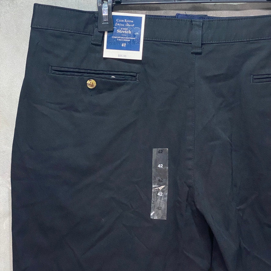 CLUB ROOM Black Regular Fit 4-Way Stretch Chino Shorts SZ 42