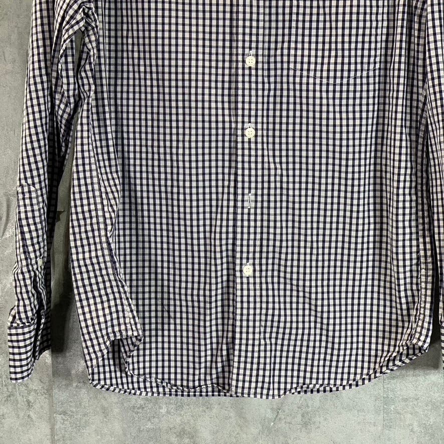 J.CREW Men's Navy/White Mini Check Button-Up Long Sleeve Shirt SZ S