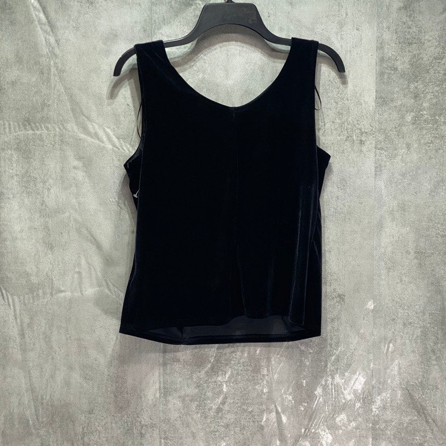 R & M RICHARDS Black Embellished Square Neckline Tank Top SZ L