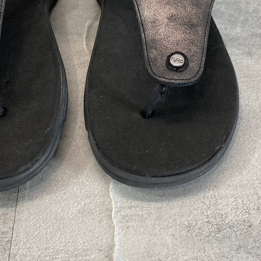 RYKA Women's Wide Black Margo Lightweight Ankle-Strap Thong Sandals SZ 7W