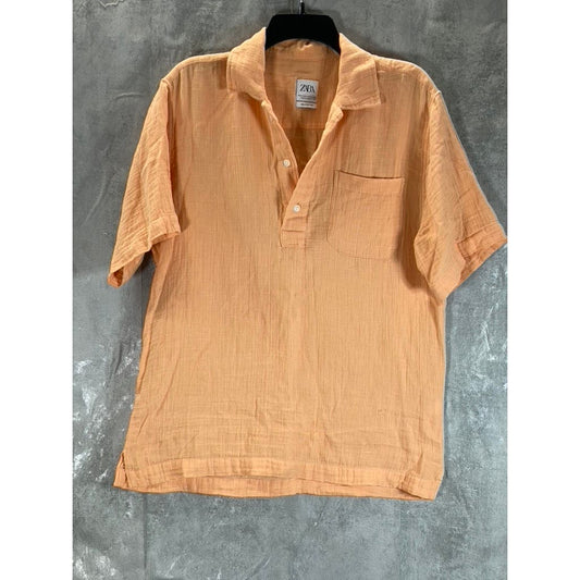 ZARA Men's Orange Short Sleeve Pocket Polo Shirt SZ M