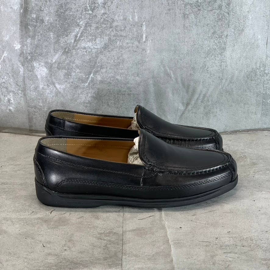 DOCKERS Men's Black Leather Catalina Slip-On Moc-Toe Loafers SZ 8