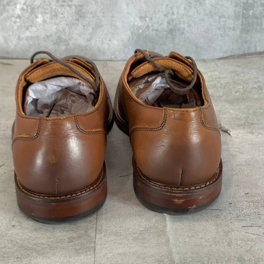 STACY ADAMS Men's Chocolate Leather Marlton Plain-Toe Lace-Up Oxfords SZ 7.5