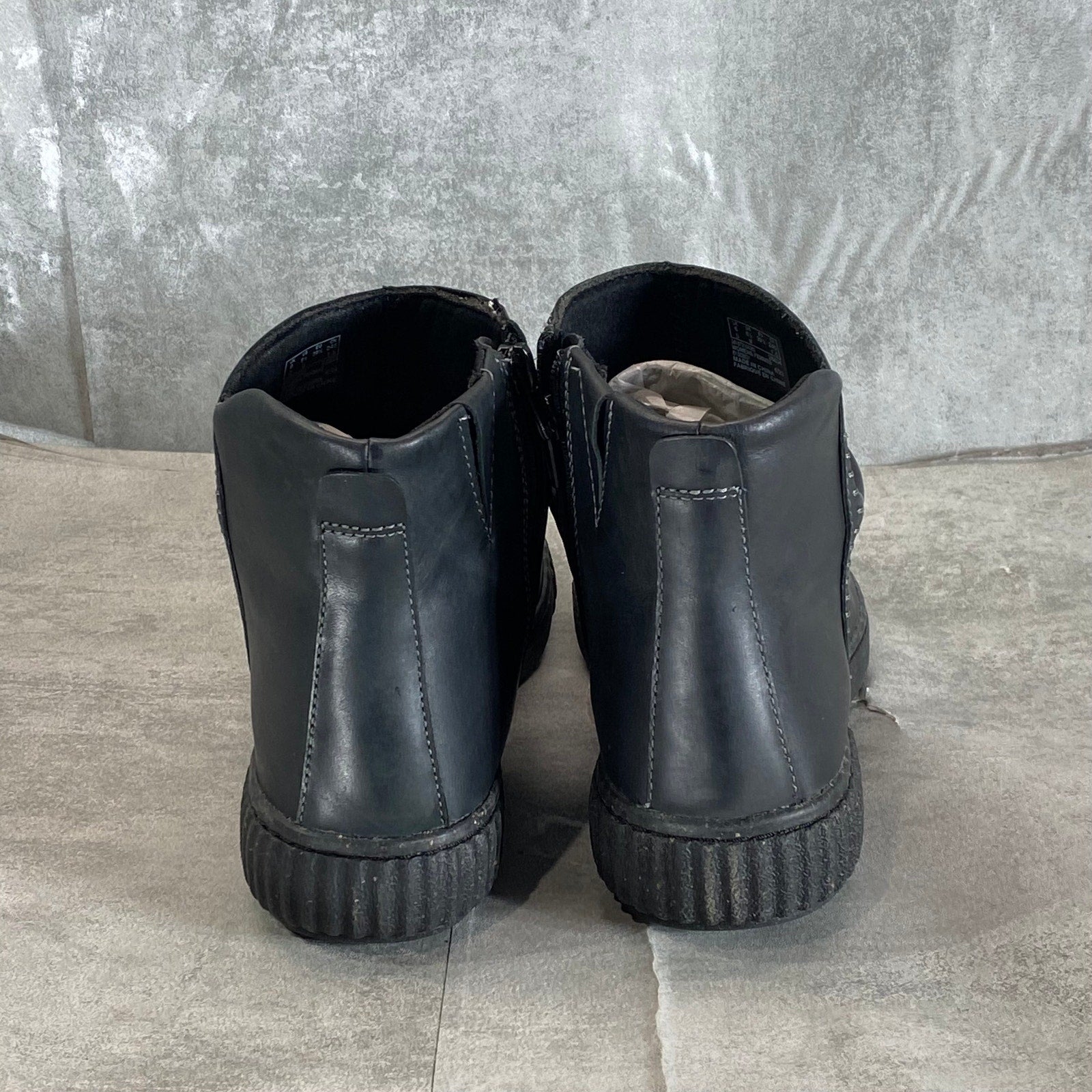 CLARKS COLLECTION Women's Black Leather Caroline Rae Ruched Ankle Booties SZ 8.5