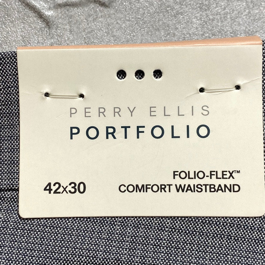 PERRY ELLIS Portfolio Gray Modern-Fit Performance Dress Pants SZ 42X30